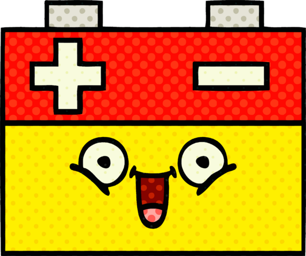 Bir insan tarafından çizilmiş bir araba aküsünün çizgi romanı.