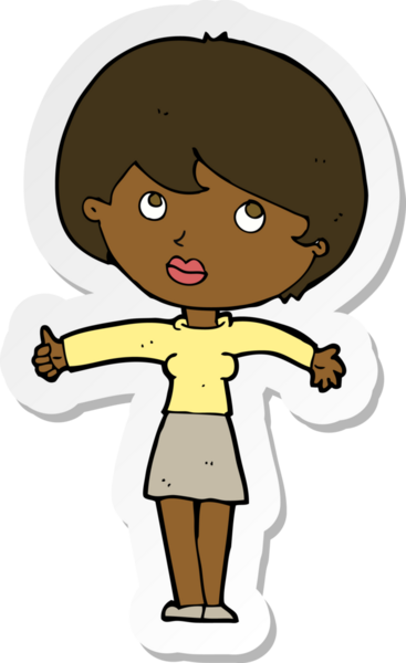 Bir insan tarafından çizilmiş bir karikatür kadının çıkartması.