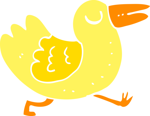 Bir insan tarafından çizilmiş düz renkli çizgi film kuşu