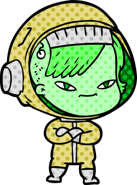 Bir insan tarafından çizilmiş astronot kadın.