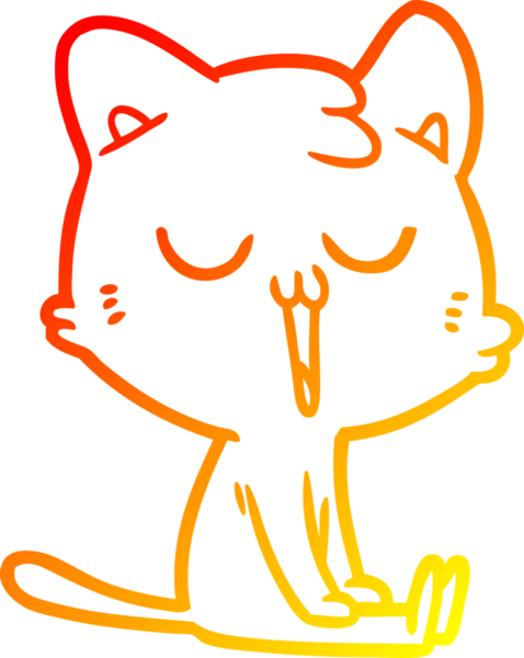 Bir insan tarafından çizilmiş çizgi film kedisinin sıcak çizgi çizimi