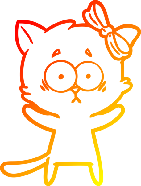 Bir insan tarafından çizilmiş çizgi film kedisinin sıcak çizgi çizimi