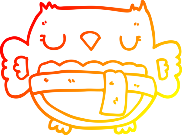 Bir insan tarafından çizilmiş bir baykuşun sıcak çizgi çizimi