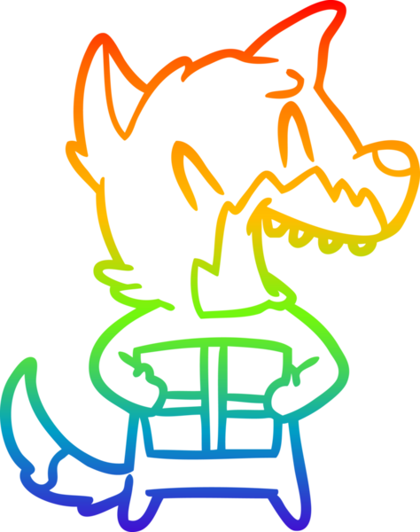 Gülen bir tilki çizgi filminin gökkuşağı gradyanı insan tarafından çizilmiş.