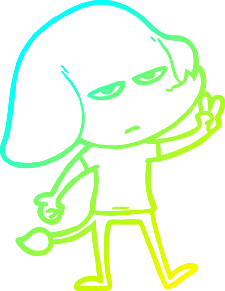 Bir insan tarafından çizilmiş soğuk bir çizgi film filinin çizimi.