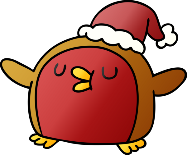 Serbest çizim gradyan çizgi film Şirin kawaii kırmızı robin bir insan tarafından çizildi