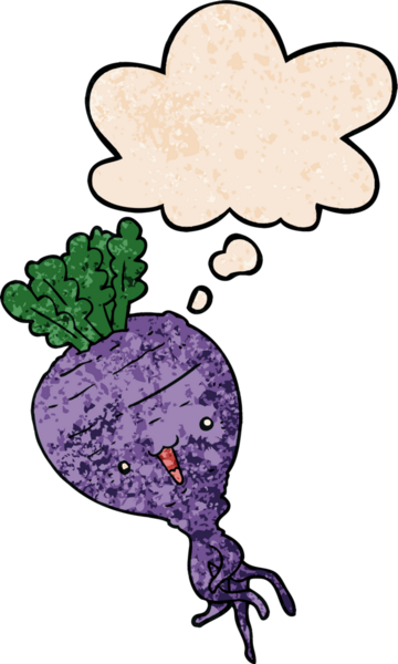 Bir insan tarafından çizilmiş grunge desenli düşünce baloncuklu şalgam.