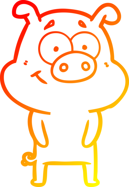 Bir insan tarafından çizilmiş mutlu çizgi film domuzu çizimi.