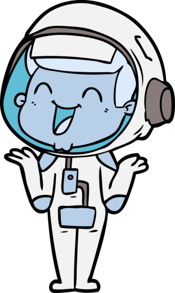 Bir insan tarafından çizilmiş mutlu astronot çizgi filmi.