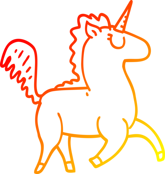 Bir insan tarafından çizilen tek boynuzlu atın sıcak çizgi çizimi