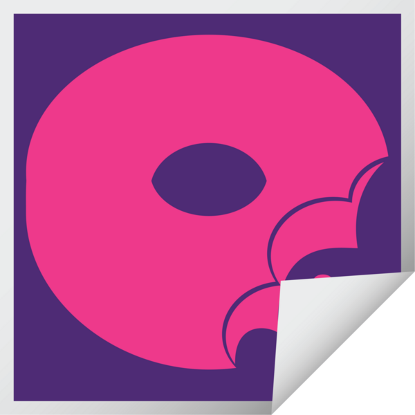 Isırılmış çörek grafik vektör kare soyma etiketi bir insan tarafından çizildi