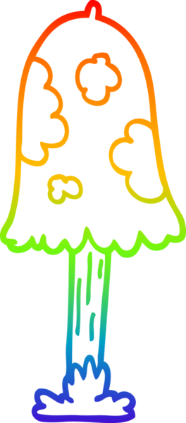 gökkuşağı gradyan çizgi çizimi bir insan tarafından çizilmiş mantar karikatürü