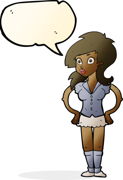 Bir insan tarafından çizilmiş konuşma balonu olan güzel bir kadın.