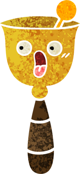 Bir insan tarafından çizilmiş okul çanının retro çizim stili karikatürü