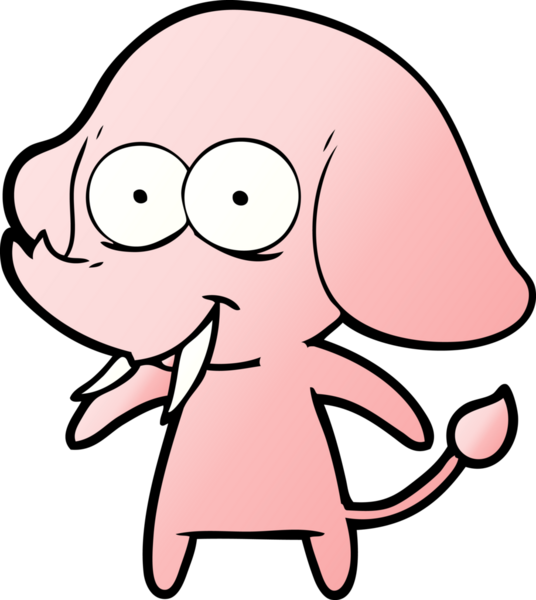 Bir insan tarafından çizilmiş mutlu bir fil.