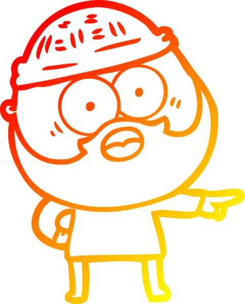 Bir insan tarafından çizilmiş sakallı bir adamın sıcak çizgi çizimi.