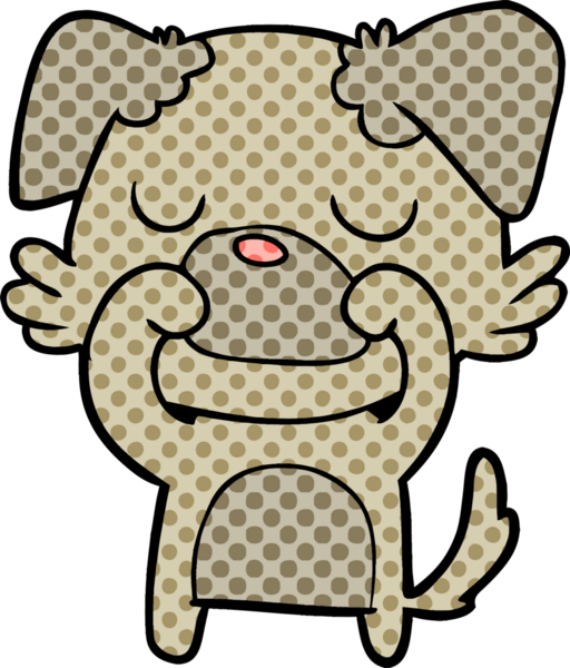 Bir insan tarafından çizilmiş çizgi film köpeği.