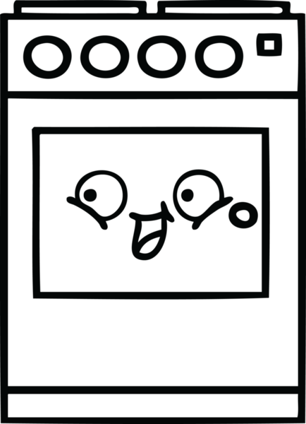 Bir insan tarafından çizilmiş bir mutfak fırınının çizgi çizimi