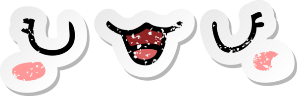 Bir insan tarafından çizilmiş şirin bir çizgi film karakterinin sıkıntılı çıkartması.