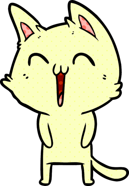 Bir insan tarafından çizilmiş mutlu çizgi film kedisi.