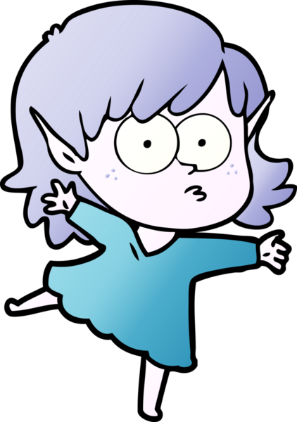 Bir insan tarafından çizilmiş çizgi film elf kızı.