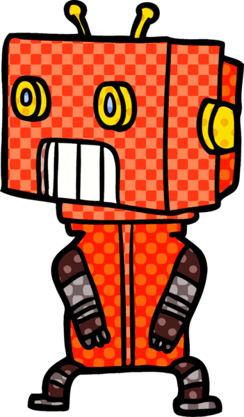 Bir insan tarafından çizilmiş çizgi film robotu