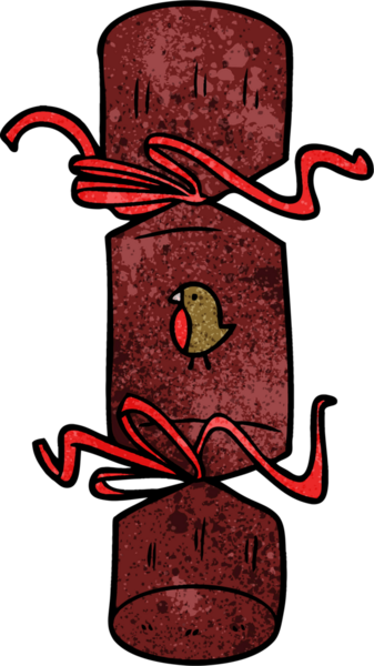 Bir insan tarafından çizilmiş Noel krakeri karikatürü.