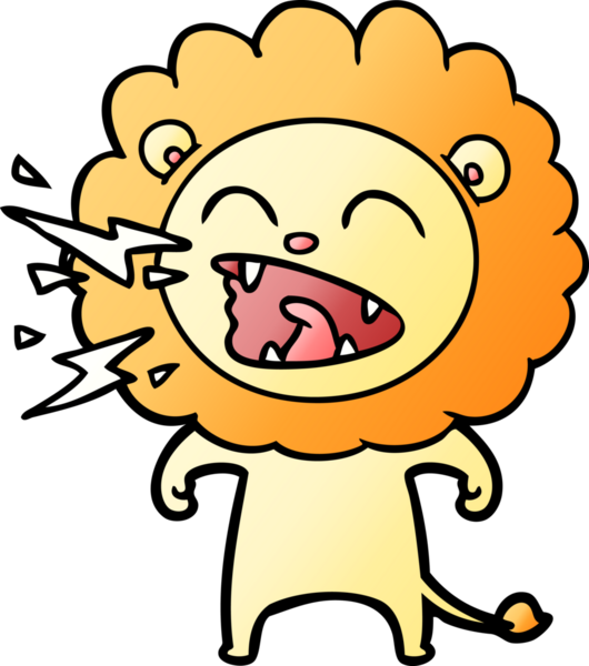 Bir insan tarafından çizilmiş kükreyen aslan çizgi filmi.