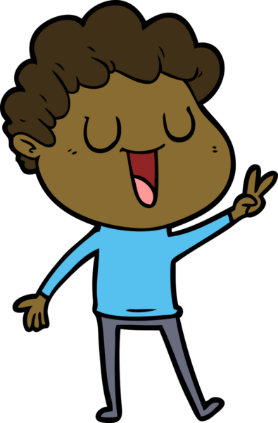 Bir insan tarafından çizilmiş gülen karikatür adam.