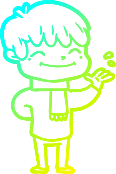 Bir çizgi film karakteri çizen soğuk çizgi bir insan tarafından çizilmiş mutlu çocuk.