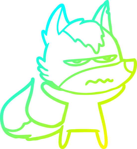 Bir insan tarafından çizilmiş, kızgın bir kurdun soğuk çizgi çizimi.