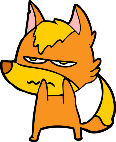 Bir insan tarafından çizilmiş kızgın tilki çizgi film karakteri