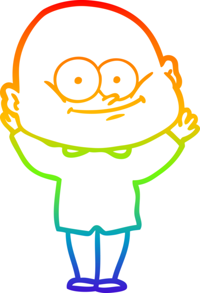 Gökkuşağı gradyan çizgi çizimi bir insan tarafından çizilmiş kel bir adamın çizimi