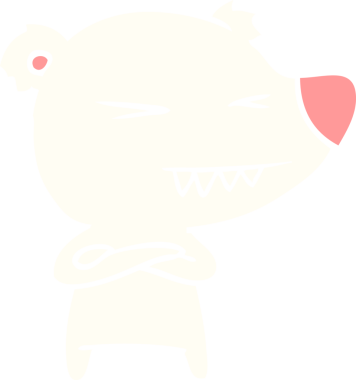 Kızgın kutup ayısı düz renkli çizgi film. Kolları katlanmış bir insan tarafından çizilmiş.