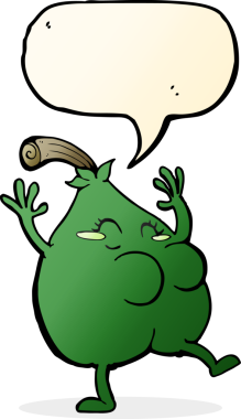 Bir insan tarafından çizilmiş güzel bir armut karikatürü.