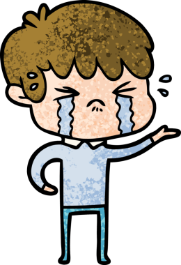 Bir insan tarafından çizilmiş ağlayan çizgi film çocuğu.