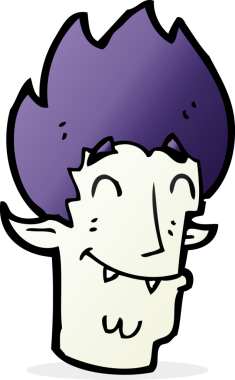 Bir insan tarafından çizilmiş mutlu vampir kafası.