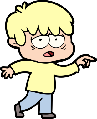 Bir insan tarafından çizilmiş bitkin çocuk çizgi filmi.