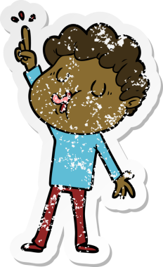 Bir insan tarafından çizilmiş bir çizgi film karakterinin sıkıntılı çıkartması.