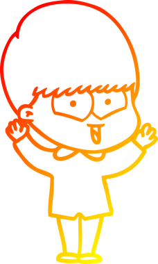 Bir insan tarafından çizilen mutlu bir çocuğun sıcak çizgi çizimi.