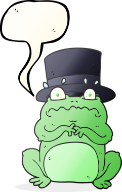 Serbest konuşma balonu karikatürü. Bir insan tarafından çizilmiş zengin kurbağa.