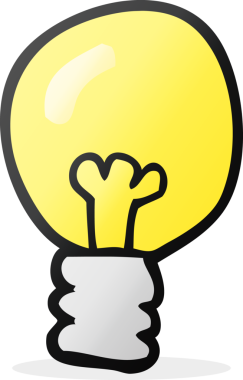 Bir insan tarafından çizilmiş serbest çizim çizgi film ampulü