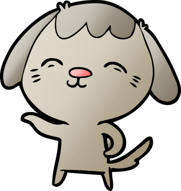 Bir insan tarafından çizilmiş mutlu çizgi film köpeği.