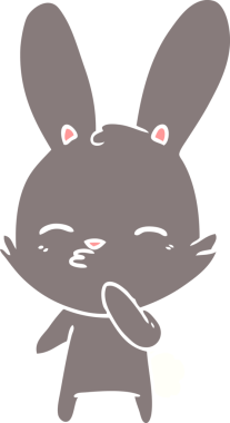 Bir insan tarafından çizilmiş tuhaf düz renkli tavşan.