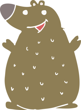 Bir insan tarafından çizilmiş düz renkli çizgi film mutlu ayı.