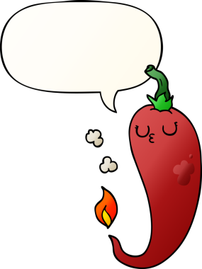bir insan tarafından çizilmiş, konuşma baloncuklu sıcak kırmızı biber çizgi filmi.