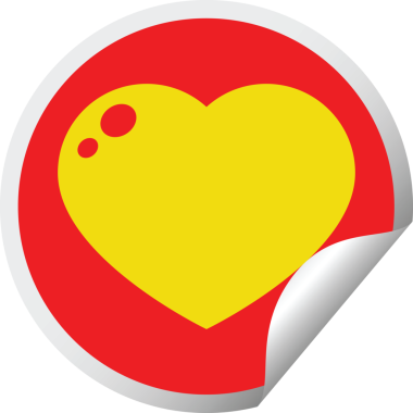 kalp soyma etiketi grafik vektör illüstrasyon dairesel soyma etiketi bir insan tarafından çizildi