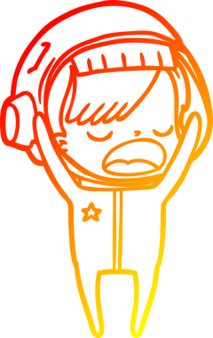 Bir insan tarafından çizilmiş bir karikatür astronot kadın çizimi.