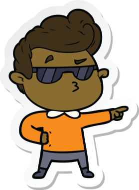 Bir insan tarafından çizilmiş havalı bir adamın çıkartması.