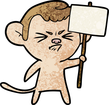 Bir insan tarafından çizilmiş kızgın maymun çizgi filmi.